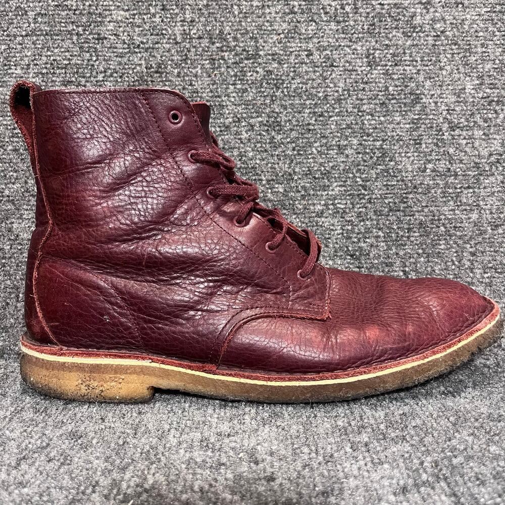Clarks Burgundy Leather Casual Lace Up Ankle Boots Comfort Crepe Sole Mens 12